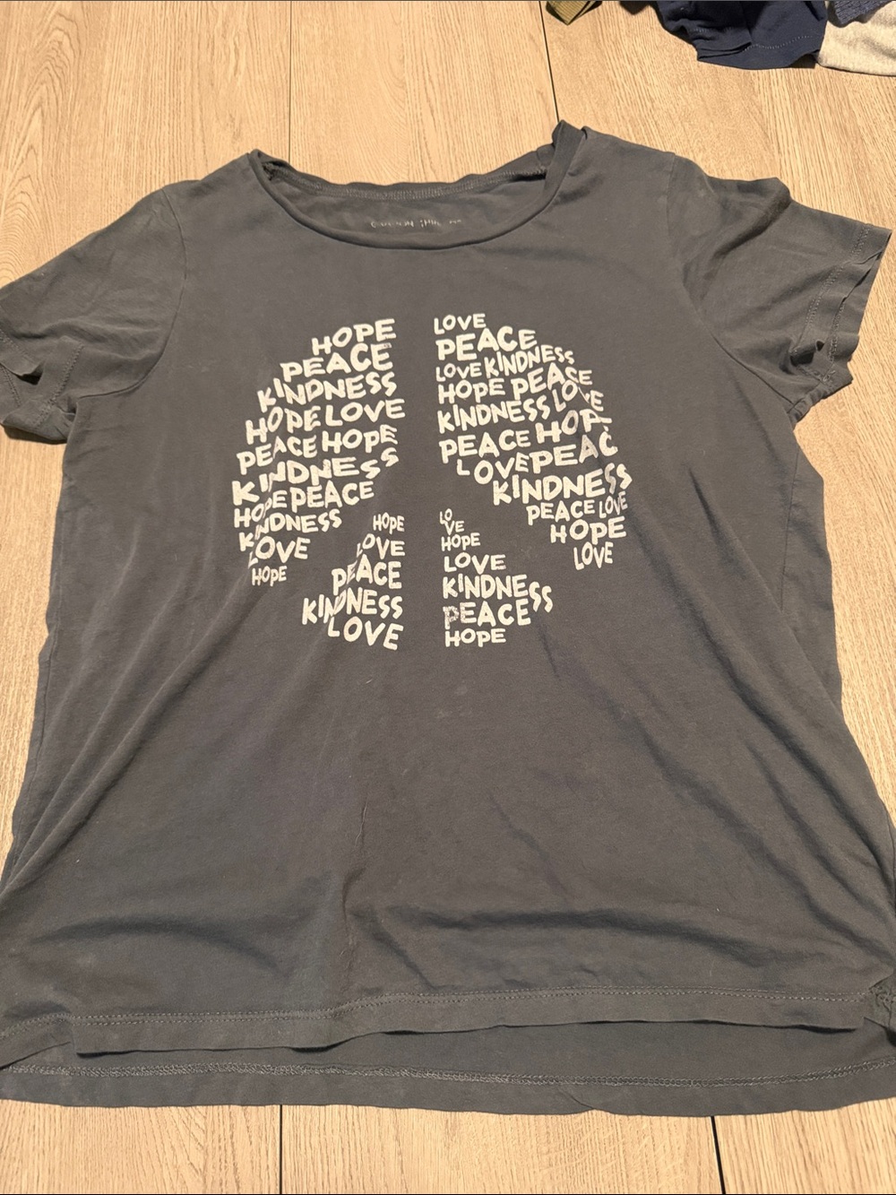 Grayson Threads Charcoal Short-Sleeve Tee with White Word Peace Graphic